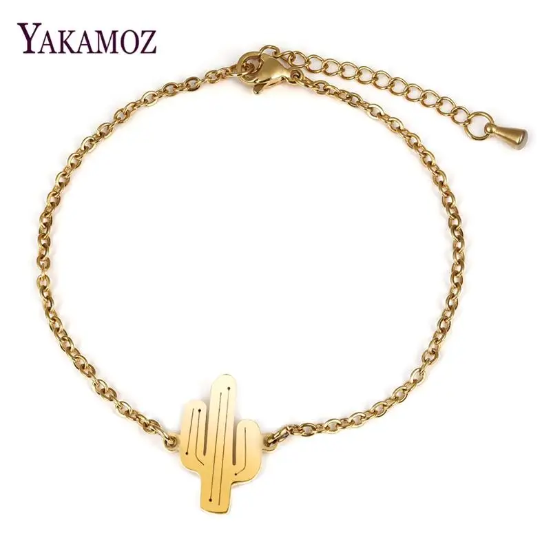 YAKAMOZ 2019 простой стиль Кактус Кулон нержавеющая сталь звено цепи браслеты для