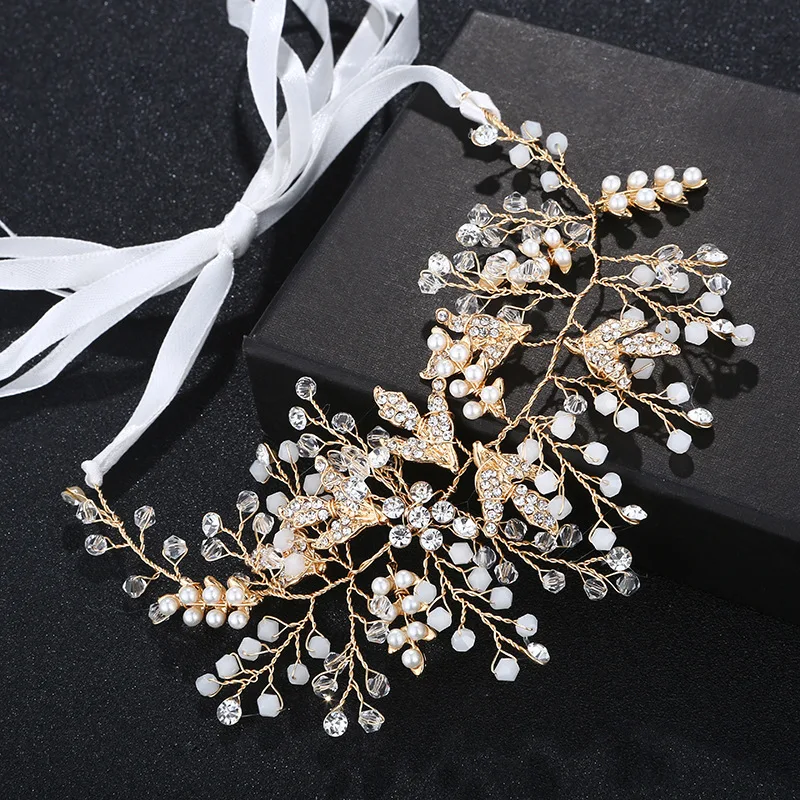 Creative bride's head ornaments leaf flowers headband soft tiara bridal hair with the origin of ornament | Украшения и