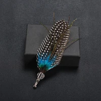 luxury feather mens christmas decorative jewelry accessories wedding party lapel hijab pins gift badges for sale