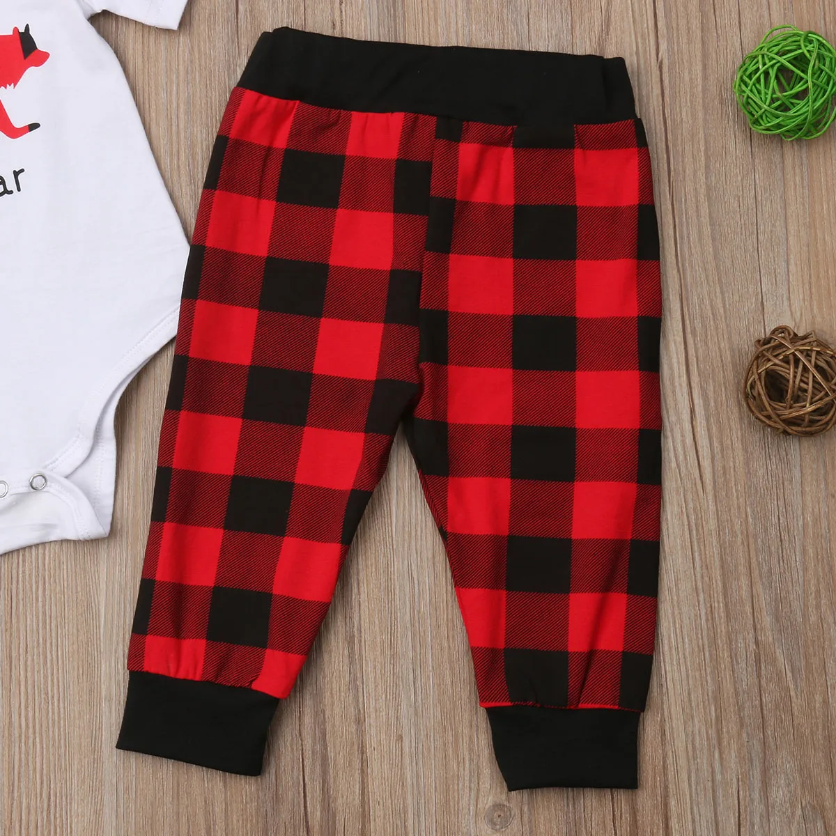 Newborn Baby Clothes Sets Christmas Cartoon Bear Boys Girls Costumes Toddler Bodysuits+Plaid Pants 2Pcs Outfit Set Clothing | Детская