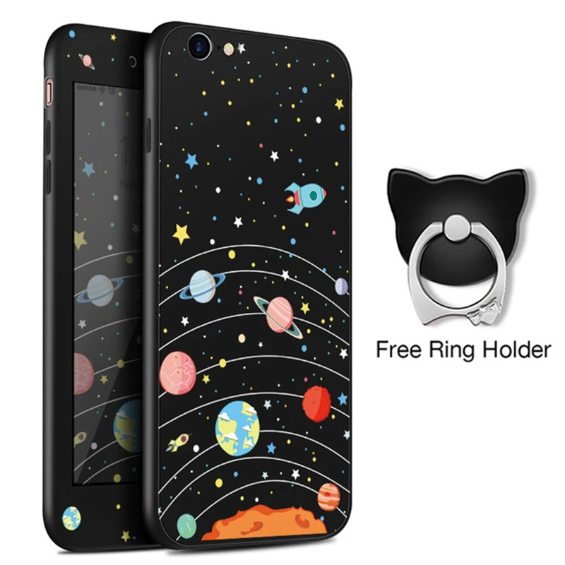 Роскошный чехол с защитой на 360 градусов для IPhone X Case милый 3D мультфильм iPhone 7 8 Plus