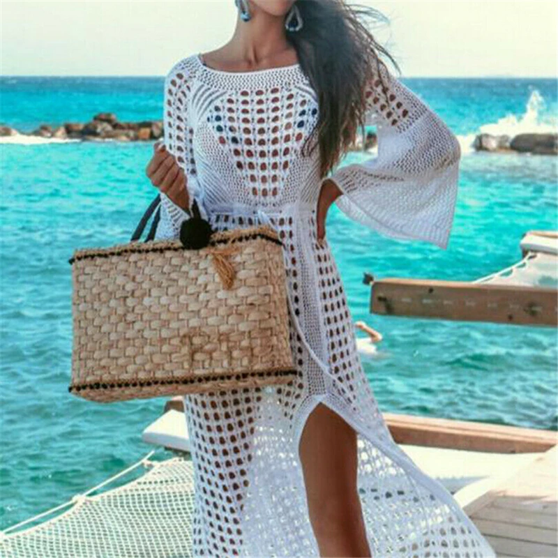 

Sexy Women Dress Summer Beach Dress Swimwear Bikini Beach Cover Up Swimsuit Cover Up Hollow Out Ladies Dresses Robe De Plage