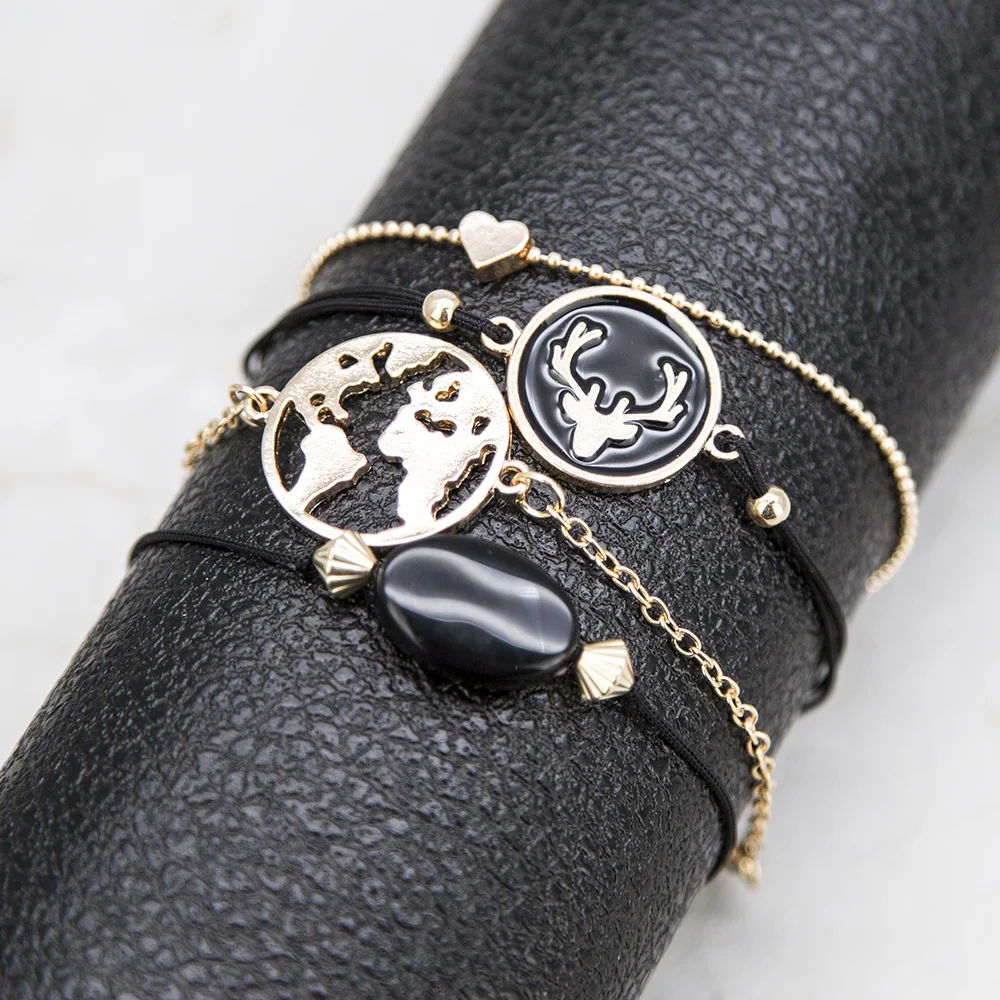 Женские дизайнерские черные браслеты из бисера для женщин винтажные модные