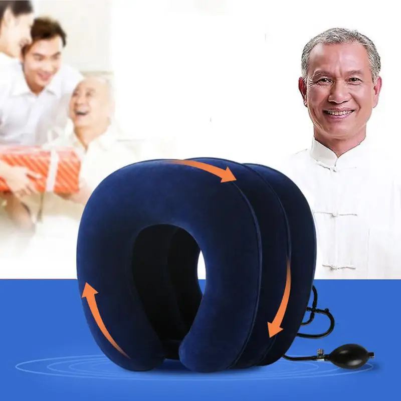 Air Cervical Neck Massage Pillow Inflatable Soft Relaxation Stretcher Pain Relief Head Back Traction Adjustable Brace Device | Дом и сад