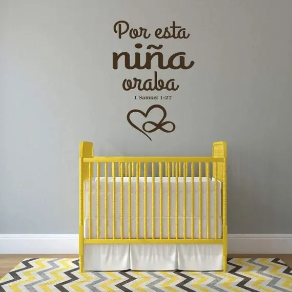 Calcomania para Ninas Samuel Bible Verse испанский виниловый Настенный декор надпись для маленьких