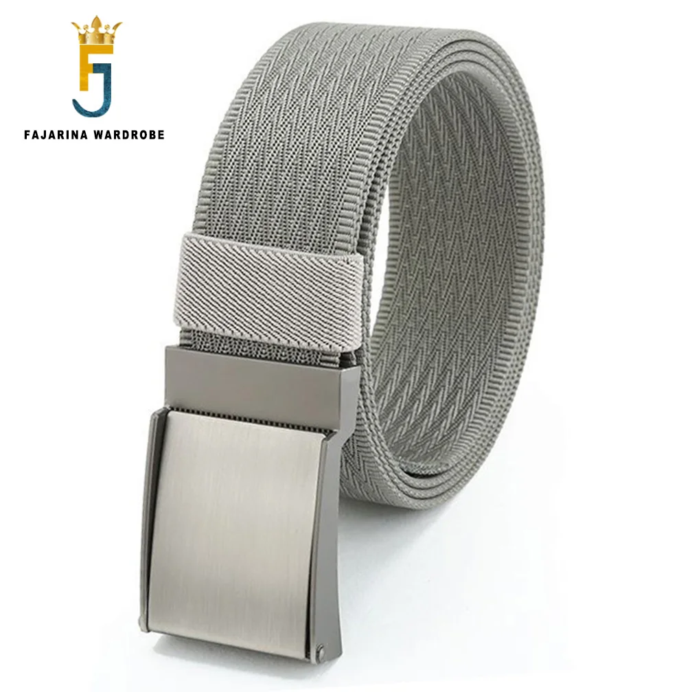 FAJARINA Unisex Quality Alloy Automatic Metal Belt Fashion Design Women's Waist Canvas Belts Strap 3.8cm Wide Designer CBFJ0138