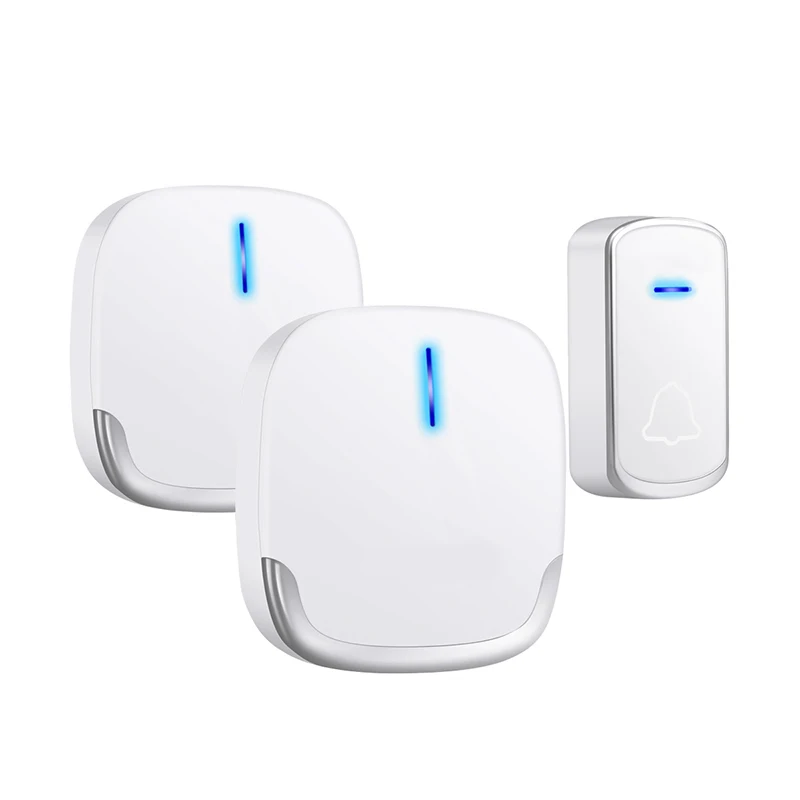 Wireless Doorbell Waterproof 280M Range Smart 58 Melody Ring Door Bell 1 Push Doorbells Button + 2Receivers Vc100-240V(Eu Plug |