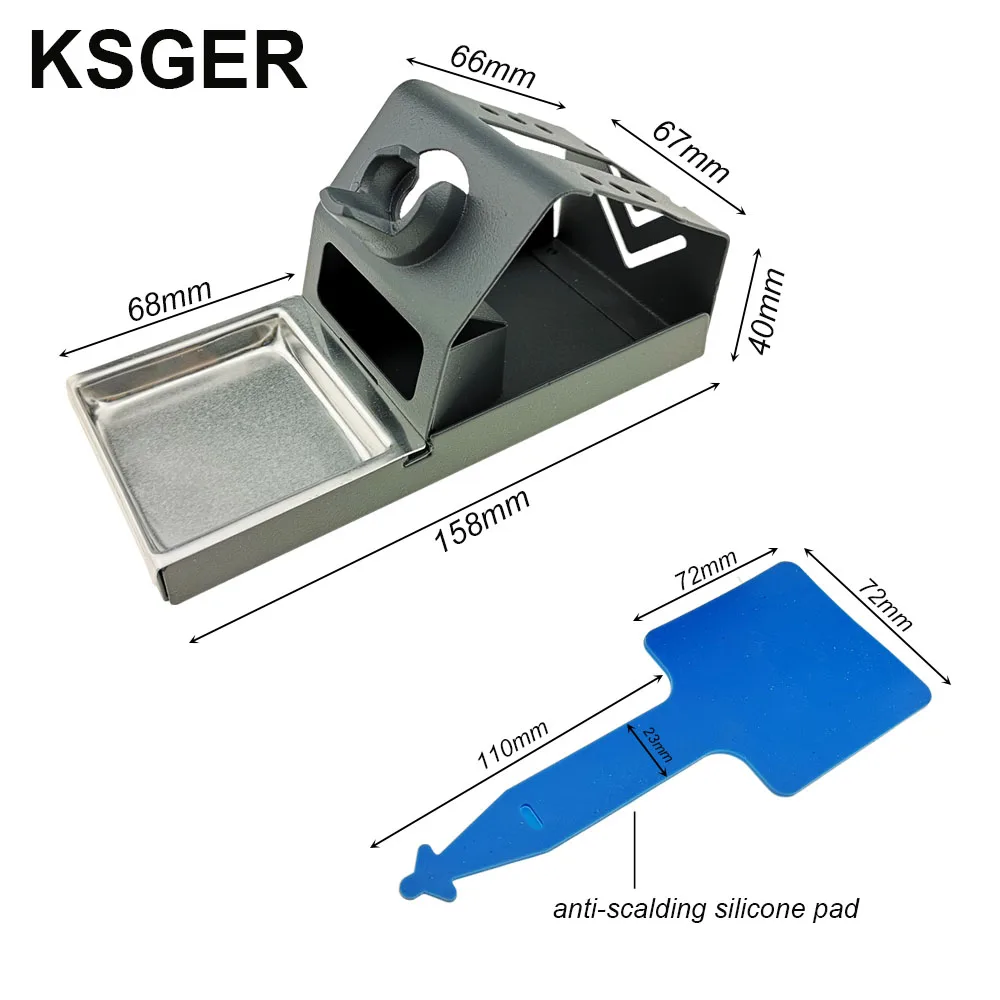 KSGER DIY T12 держатель из цинкового сплава паяльник FX9501 ручка рамка OLED станция Подставка для ручки из нержавеющей стали силиконовый коврик