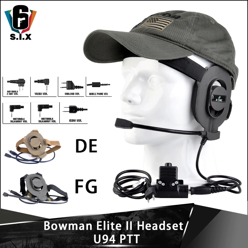 Тактическая гарнитура Bowman Elite II с Peltor PTT наушники Kenwood Push для