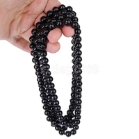fashion black faux pearl long sweater chain necklace