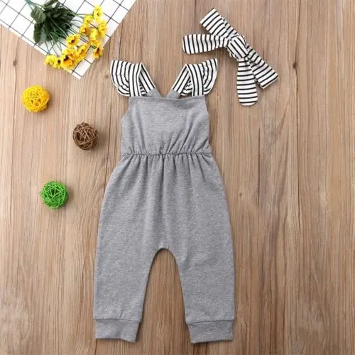 

Newborn Infant Baby Girl Romper Jumpsuit Bodysuit Headband Clothes Outfit Set