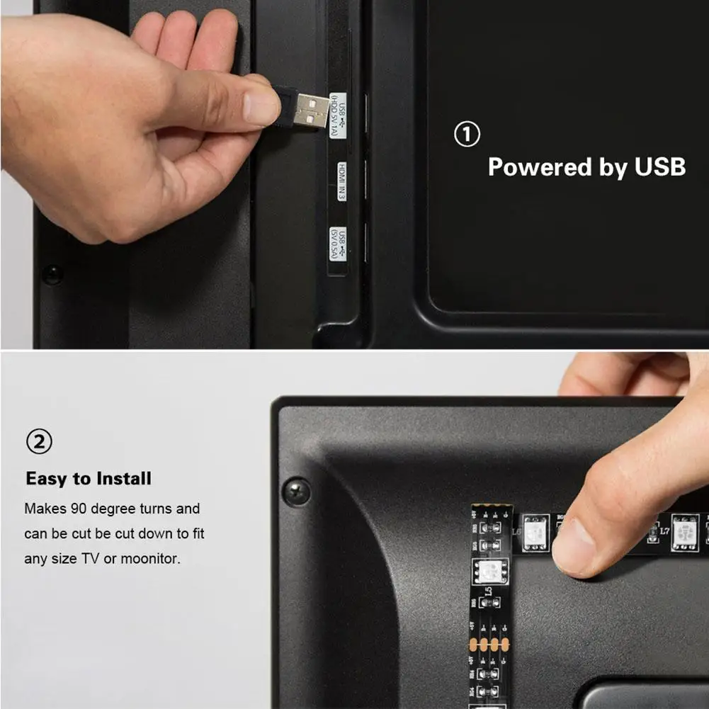 DC5V USB мощность Светодиодная лента свет RGB 5050 SMD HD TV Настольный ПК подсветка экрана