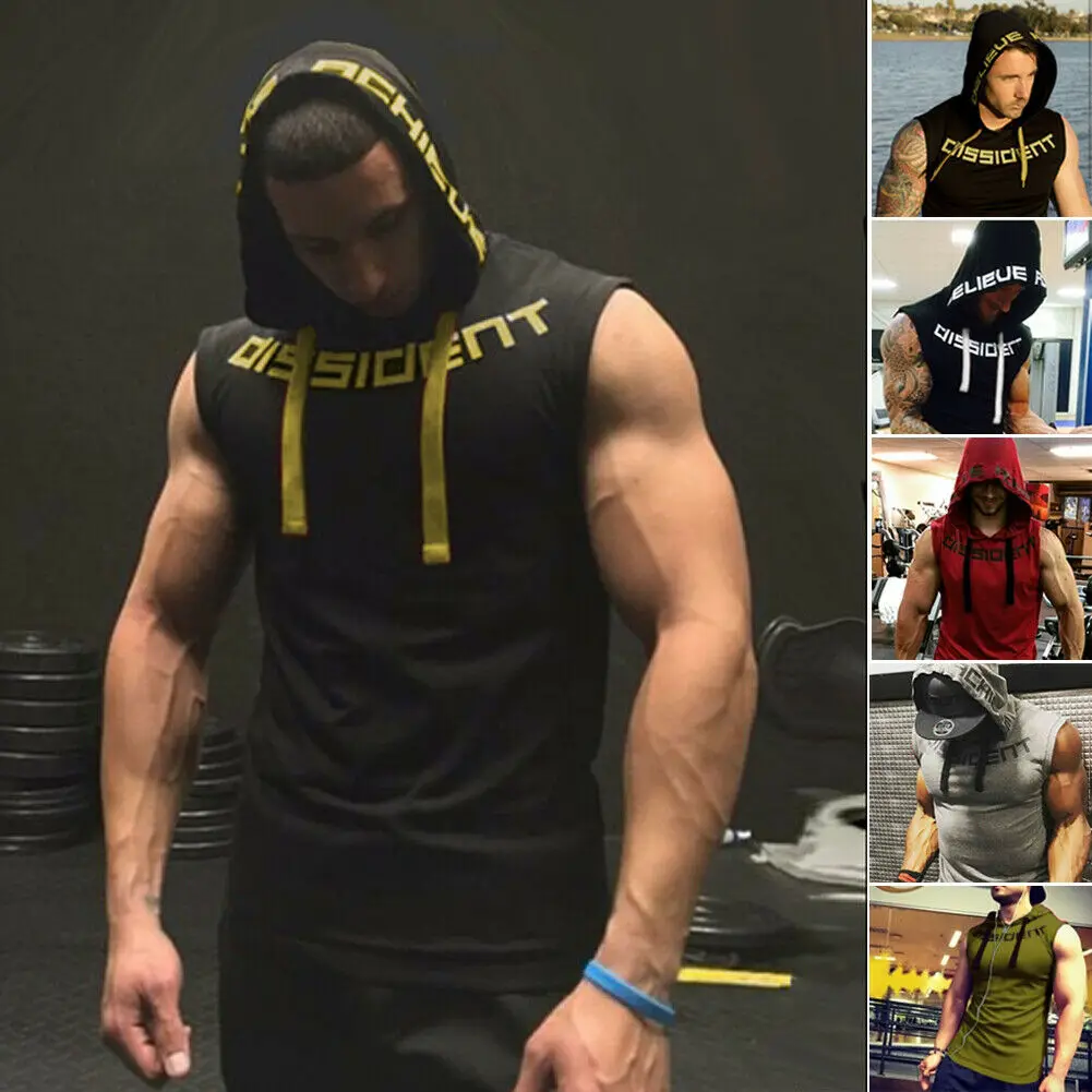 Hirigin бренд Jogger толстовки без рукавов 2019 летние мужские худи для бодибилдинга