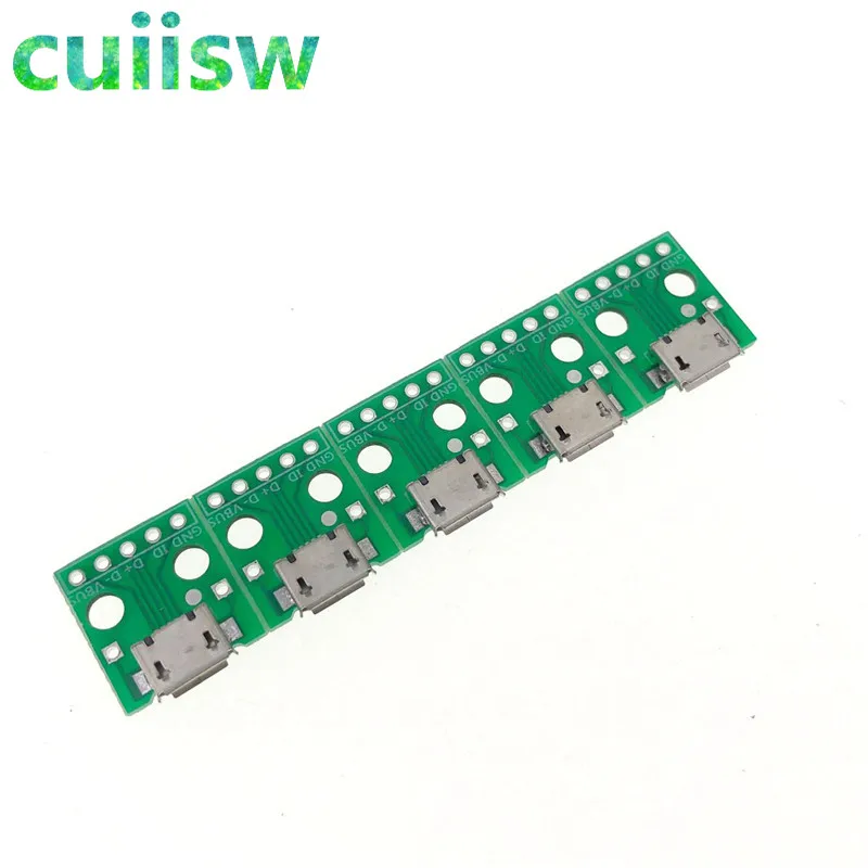 Cuiisw 10 шт. MICRO USB Для DIP адаптера 5pin гнездовой разъем конвертер печатной платы типа
