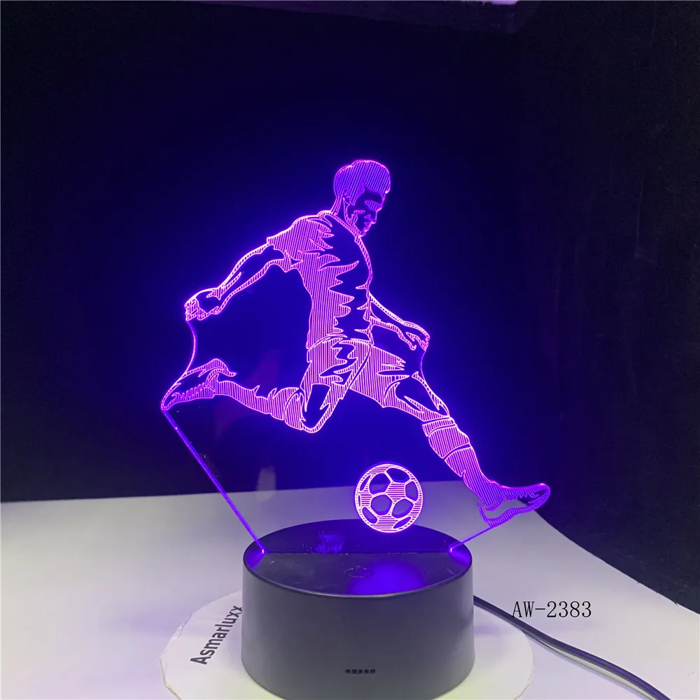 3D Светодиодная настольная лампа для детской спальни сна игры в футбол с