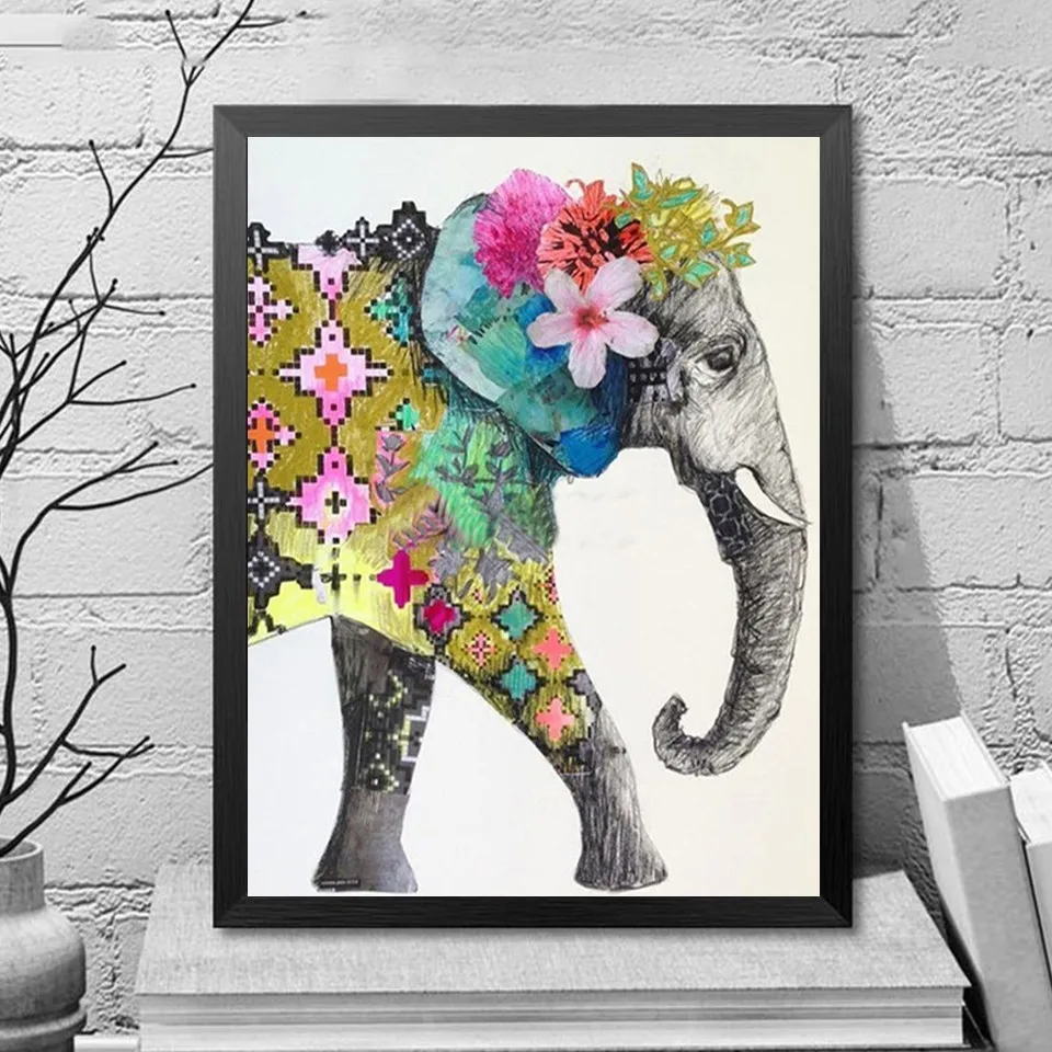 EverShine Diamond Painting Cartoon Animals Picture Of Rhinestones Mosaic Full Display Embroidery Sale Elephant|Алмазная мозаика и