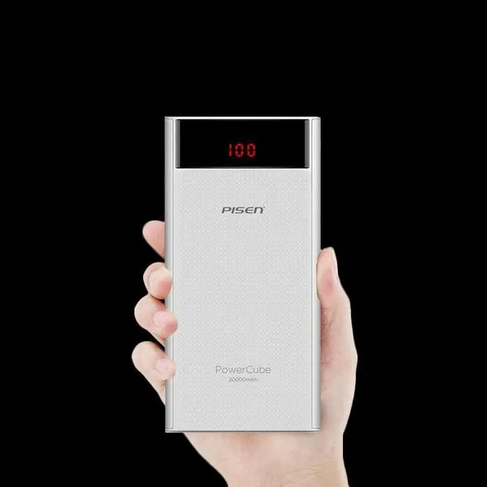 PISEN настоящий внешний аккумулятор 20000 мАч Type C MIcro USB LCD Внешний для мобильного