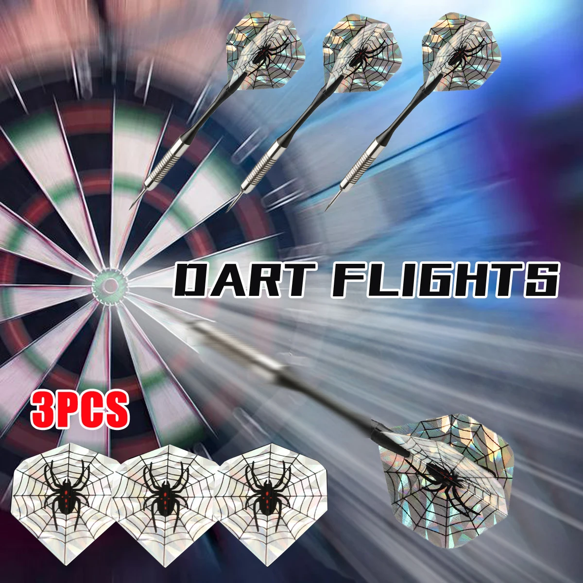 Горячая Распродажа 3 шт. 2D Bling Cool Sports Дартс из ПЭТ Летающий Лазер черный паук хвост