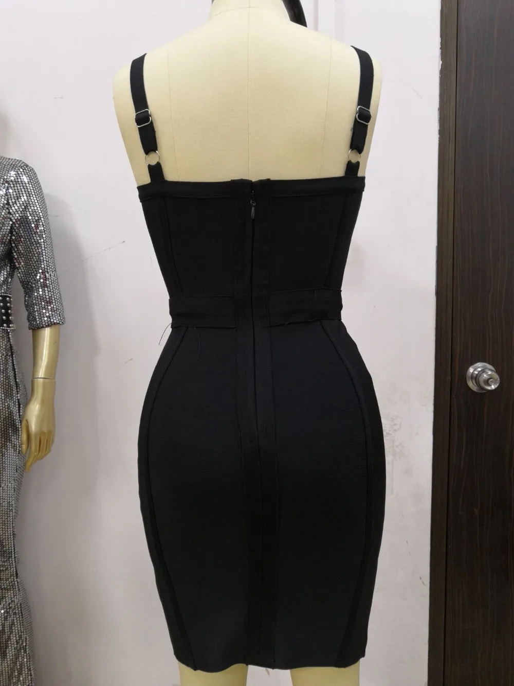 

Newest High Quality Khaki Red Patchwork Bodycon Rayon Bandage Dress Fashion Evening Party Dress