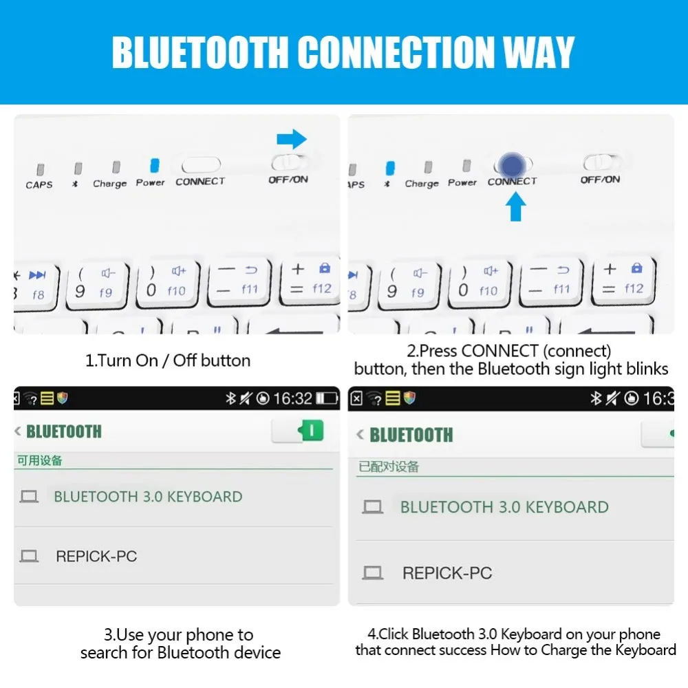 Беспроводной Bluetooth мобильный телефон клавиатура с Pu кожаный чехол Мини
