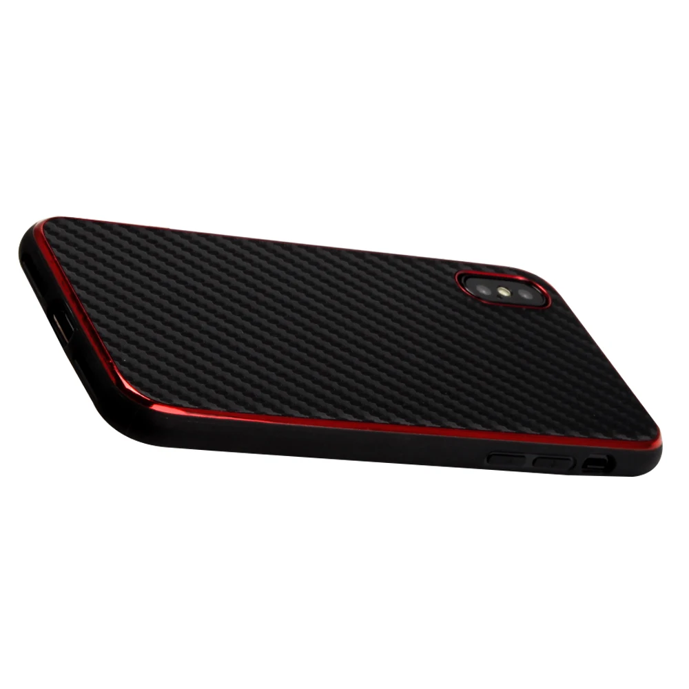 Vinsky Carbon Fiber TPU+PC Case with metallic edge for iPhone X XS XR MAX Soft Thin PC Back Anti-shock Classic |
