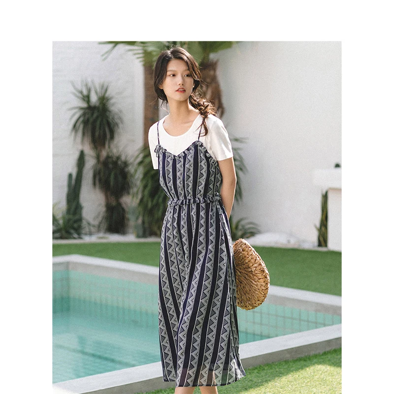 INMAN 2019 Summer New Arrival White O-neck Short Sleeve T-shirt Retro Lacing Dress Casual Women Two Pieces Suit | Женская одежда