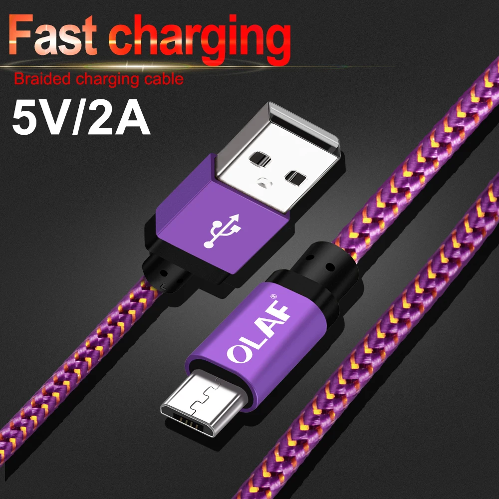 Olaf нейлоновый Плетеный Micro USB кабель 1 м/2 м/3 м Синхронизация данных зарядное