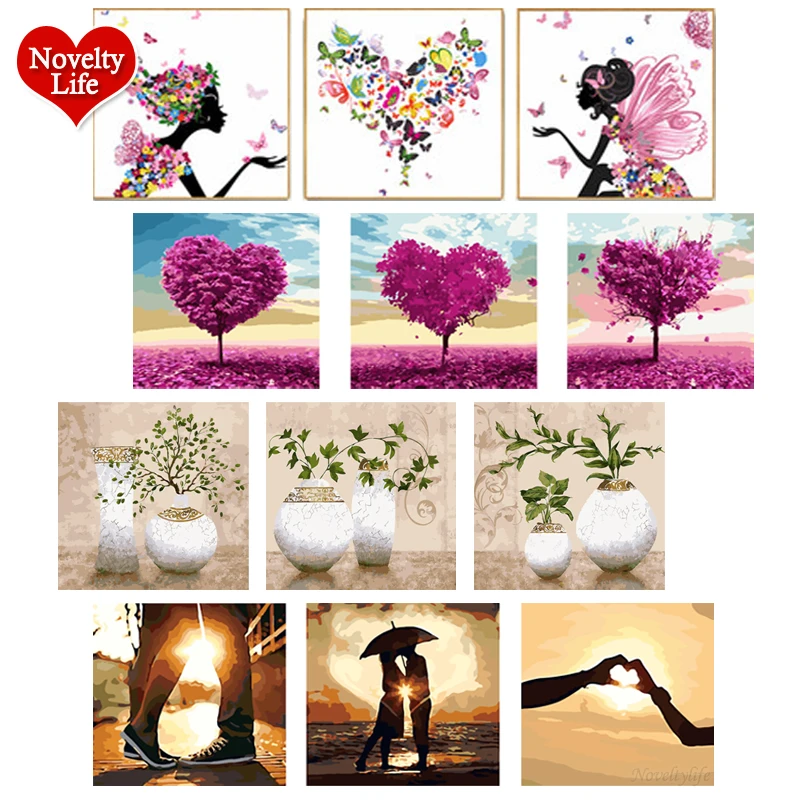 

Набор для рисования по номерам на холсте, с рамкой, 3 шт./компл.