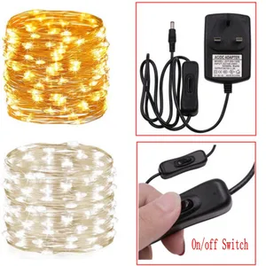 102030 м сказочные огни Подключаемая светодиодная гирлянда для свадебной вечеринки, сада, рождественского декора, ВКЛ.ВЫКЛ. Переключатель DC12V 2A адаптер питания EUUSUKAU