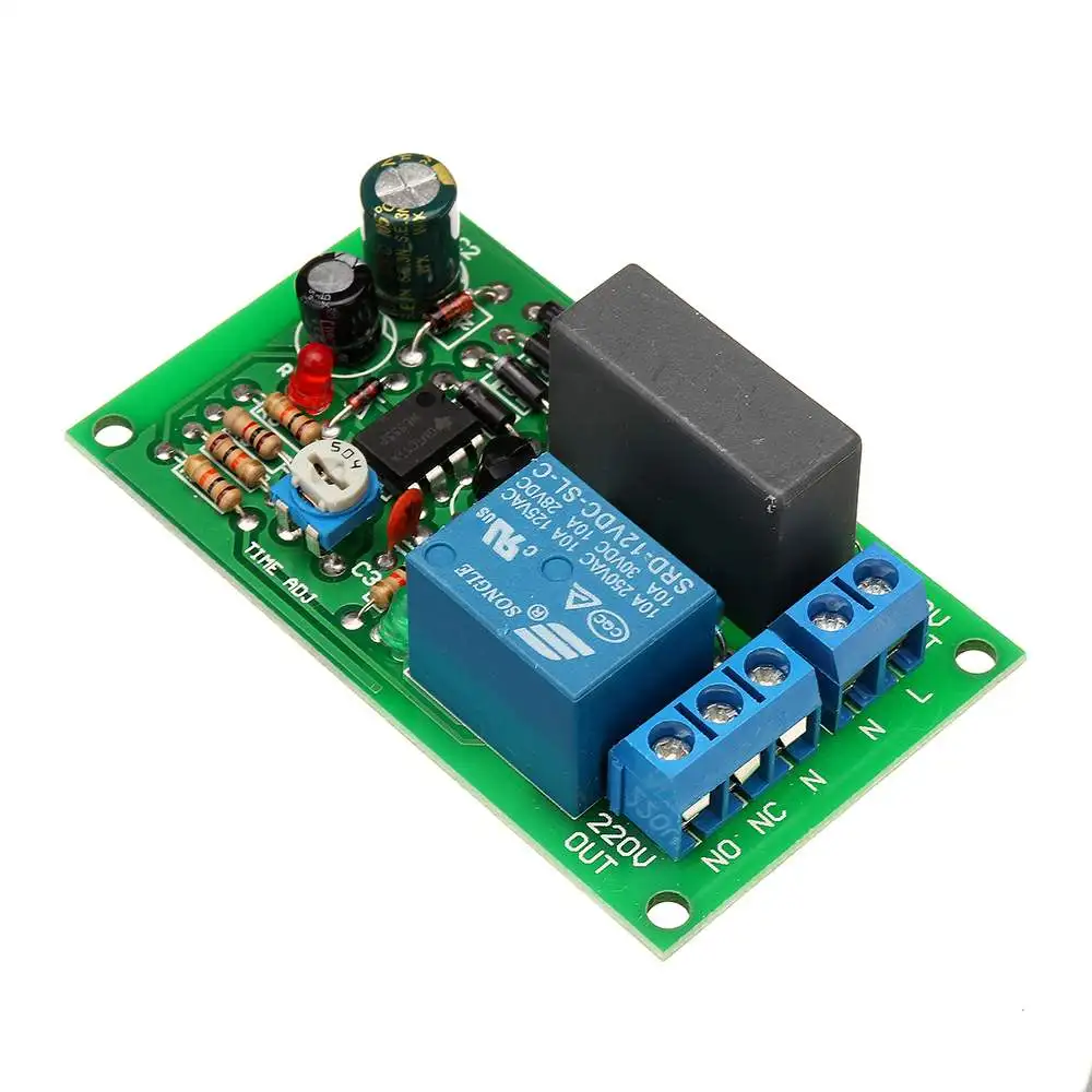 220V 10A 2200W Delay Relay Module Power On Disconnect Circuit Board Corridor Switch 65 x 38 mm | Обустройство дома