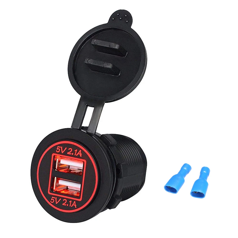 12V Dual USB Автомобильное зарядное устройство Зарядное гнездо Водонепроницаемый