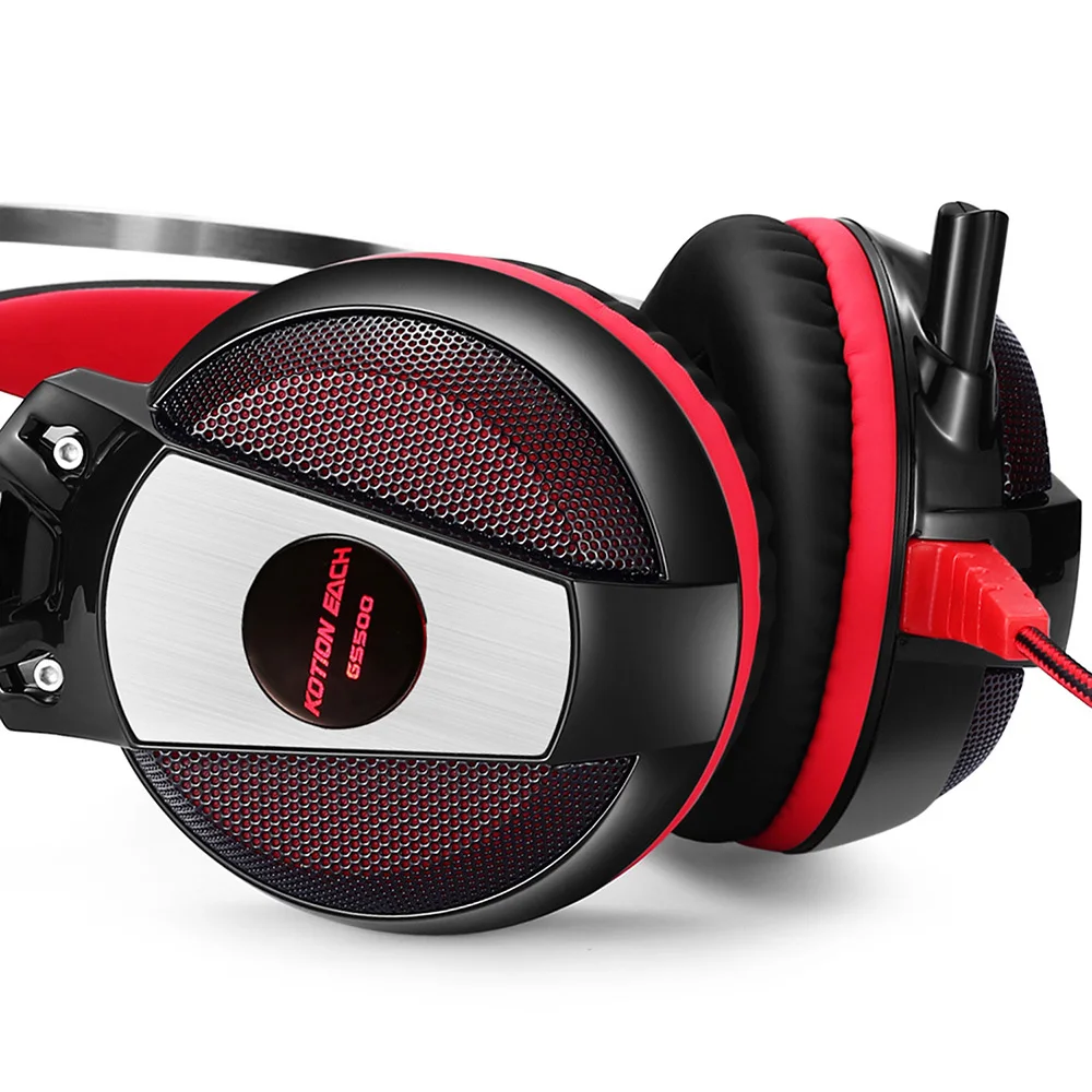 KOTION EACH GS500 Wired Gaming Headsets Headphones with LED Light Microphone Noise Canceling for iPhone Samsung Xiaomi iPad PS4 |