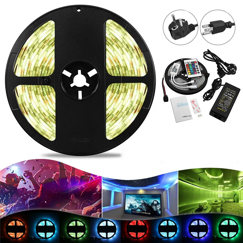 

5m 48W Waterproof LED RGBW RGB strip light SMD 5050 Light Remote control Power Adapter RGB Fita Ribbon Lamp led strip set