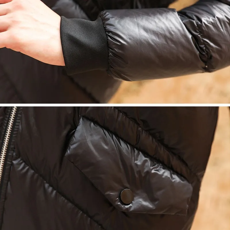 Black Fashion Branded Duck Down Jacket Women Winter Outerwear Coats Female Long Casual Light Ultra Warm Down Jacket Parka HJ58