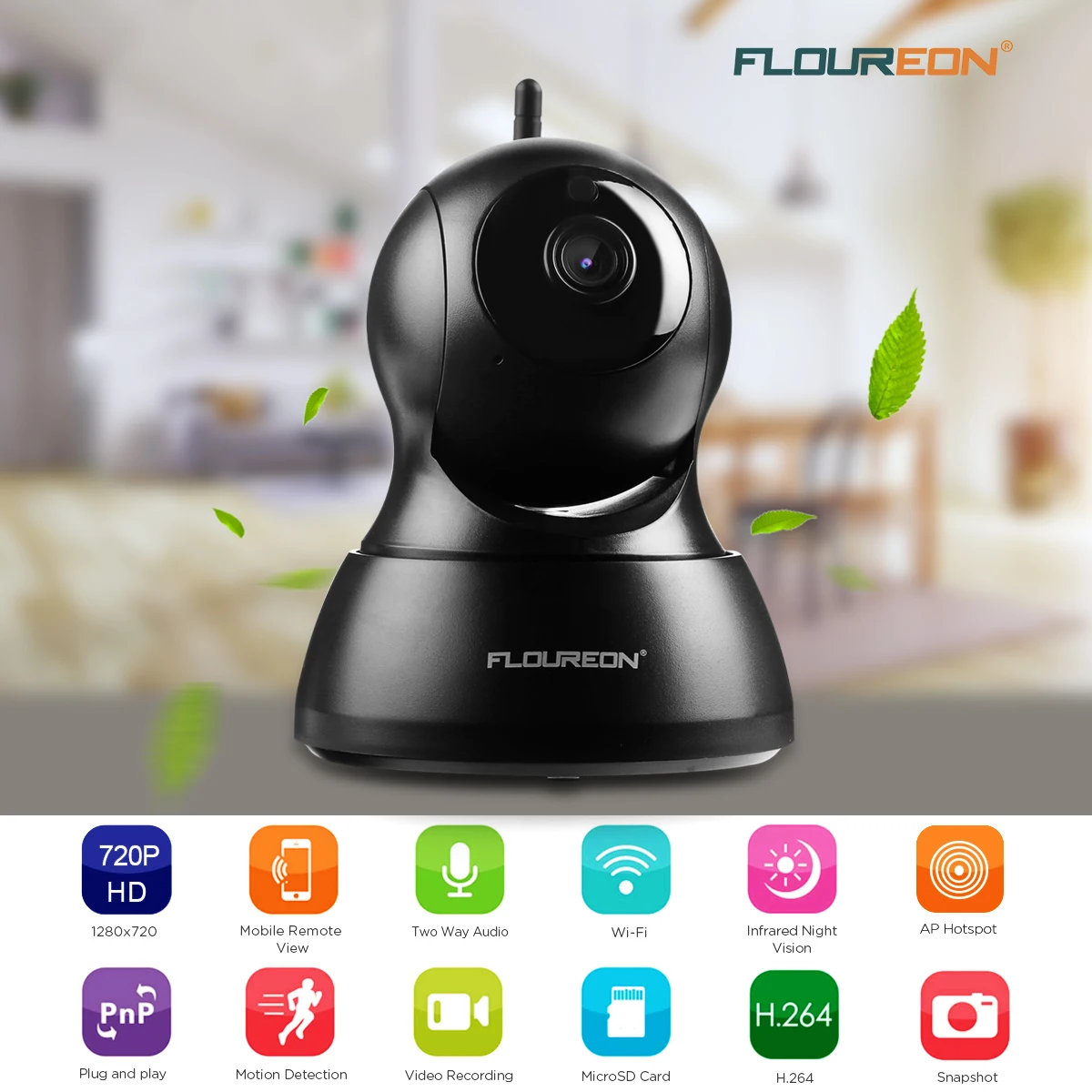 Floureon WI FI 1 0 мегапиксельная 720 P Беспроводной ip видеонаблюдения Камера ЕС Сетевой