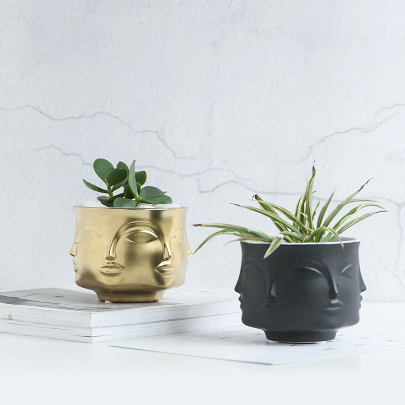 Creative Design Three-dimensional Nordic Style Ceramic Ornaments For Table Flower Face Candle Cup Home Decoration Pot | Дом и сад