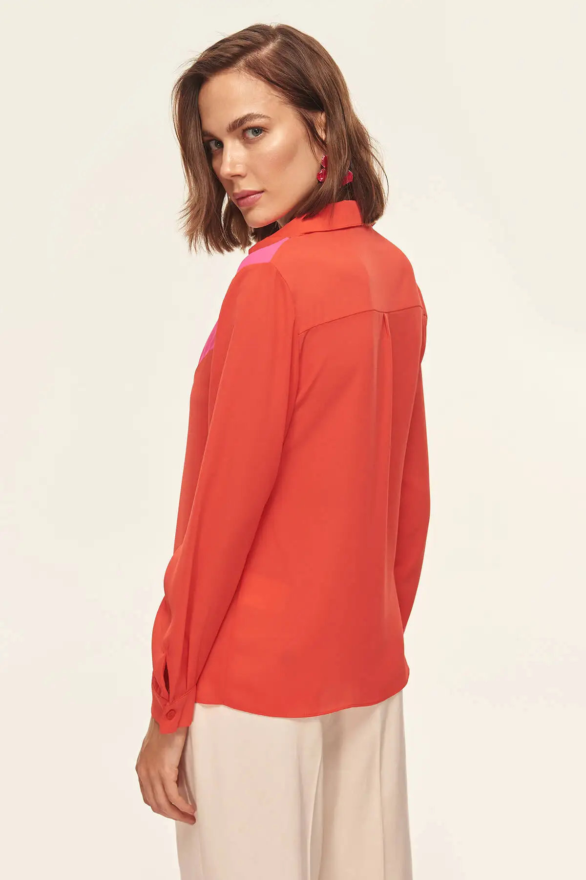 Двухцветная красная рубашка Trendyol TOFSS18LJ0052| |