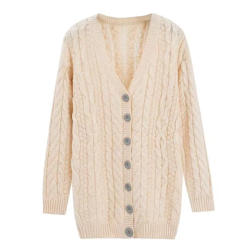 Plus Size Autumn Winter Fashion Women Long Sleeve loose knitting Wool cardigan sweater Knitted Female Cardigan pull femme |