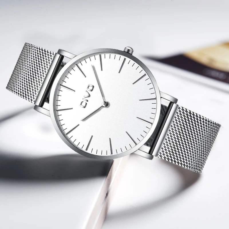 

CIVO Mens Watches Waterproof Stainless Steel Mesh Strap Watches Mens Simple Ultrathin Sliver Watch Erkek Kol Saati Reloj Hombre