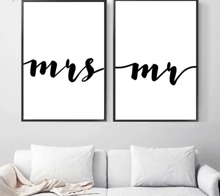 

3 Pieces Mr Mrs Love Prints Wedding Sign Wall Art Canvas Painting Nordic Posters And Prints Wall Pictures For Living Room