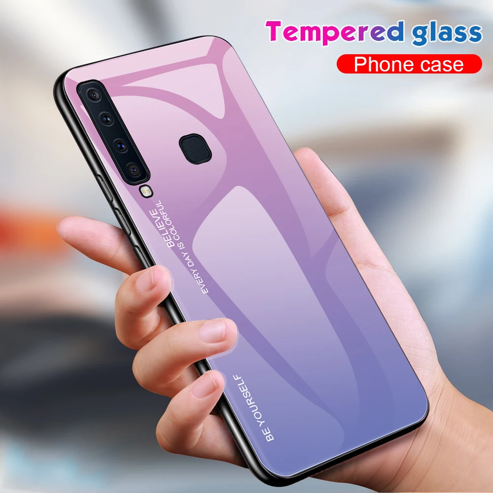 Градиентный чехол из закаленного стекла для телефона Samsung Galaxy A9 2018 SM-A920F A920