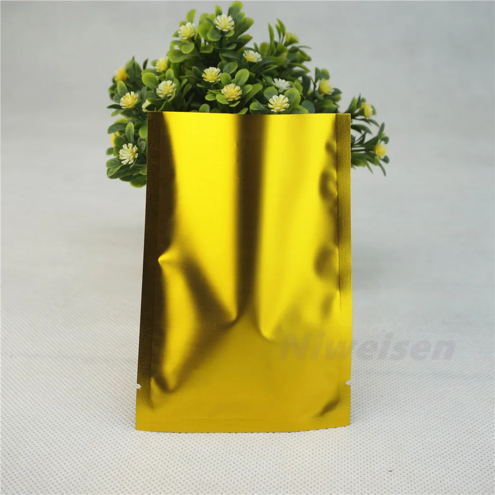 

Food Ping Pocket 100pcs Golden Matte Aluminum Bags Heat Sealable,Dummy Aluminized Mylar Foil Plastic Pouch Doorgift Goodies Bag