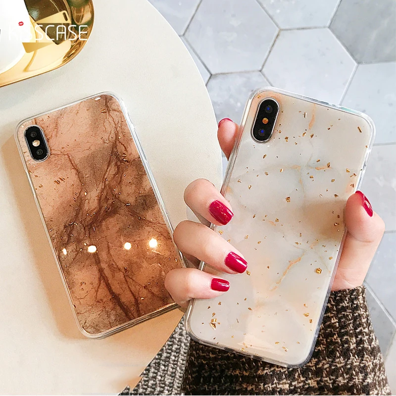 KISSCASE мраморный чехол для iphone X 6 6s 7 8 PlusFashion позолоченный Блестящий блестящий
