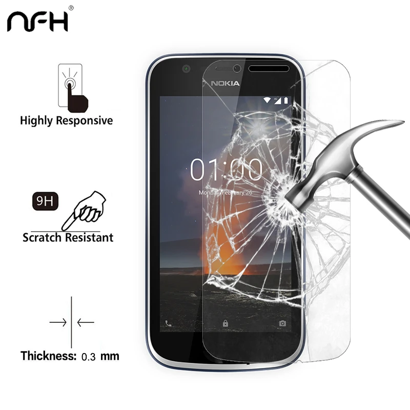 9H закаленное стекло для Nokia 1 4 5 дюйма 2 D Передняя пленка прозрачная HD защитная