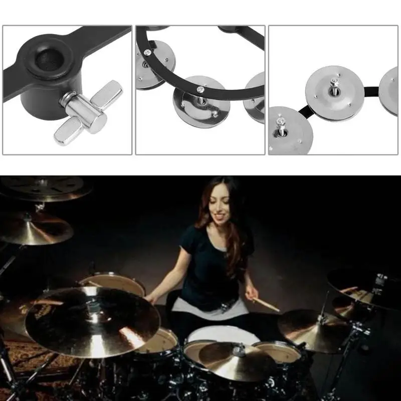 Перкуссия Hi Hat бубен с ряд бубенцов барабанный набор музыкальные