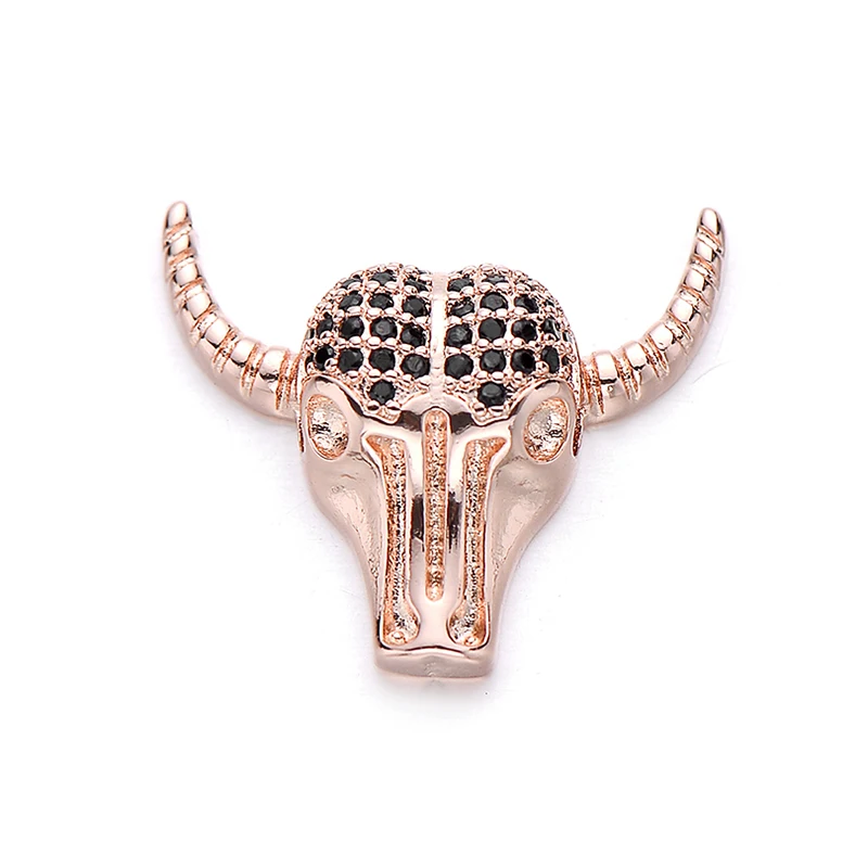 Черный CZ Циркон большой бык голова крупного рогатого скота бусины для