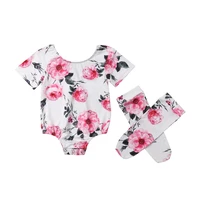 2019 2pcs fashion newborn toddler kids baby girls clothes floral print jumpsuit bodysuit topleg warmers summer outfit set 0 24m