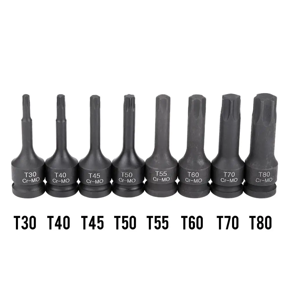8 шт. 1/2 &quotдюймовый диск Torx Star Socket Набор бит с дюймовым приводом T30-T80