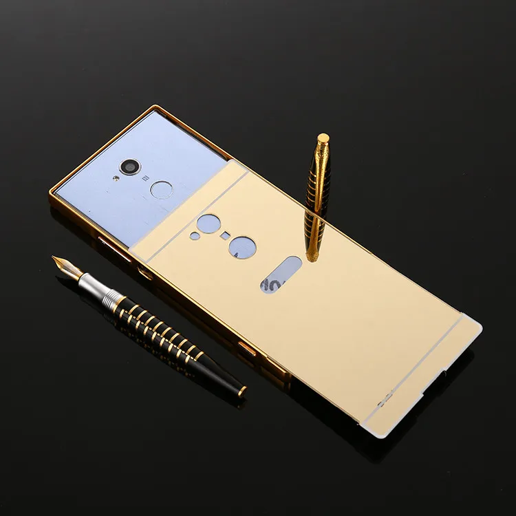 Чехол для Sony XA2 Ultra металлический бампер с зеркальной задней крышкой Жесткий Xperia
