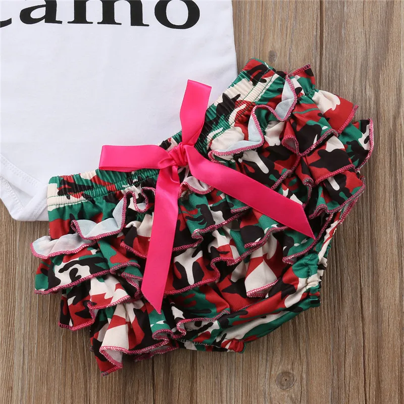 

PUDCOCO Newborn kids baby girl rompers camo tutu shorts outfits set clothes
